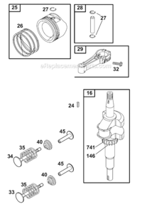 Page B Diagram and Parts List for 12A800 0100, 0413, 0414, 0508, 0511, 0512, 0513, 0514, 0600, 0611, 061 Briggs and Stratton Engine